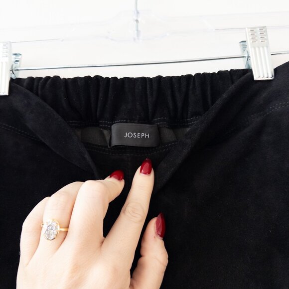 Joseph $1200 Slim Fit Suede Leggings 100% Lambskin with Stretch in Black - Picture 7 of 14